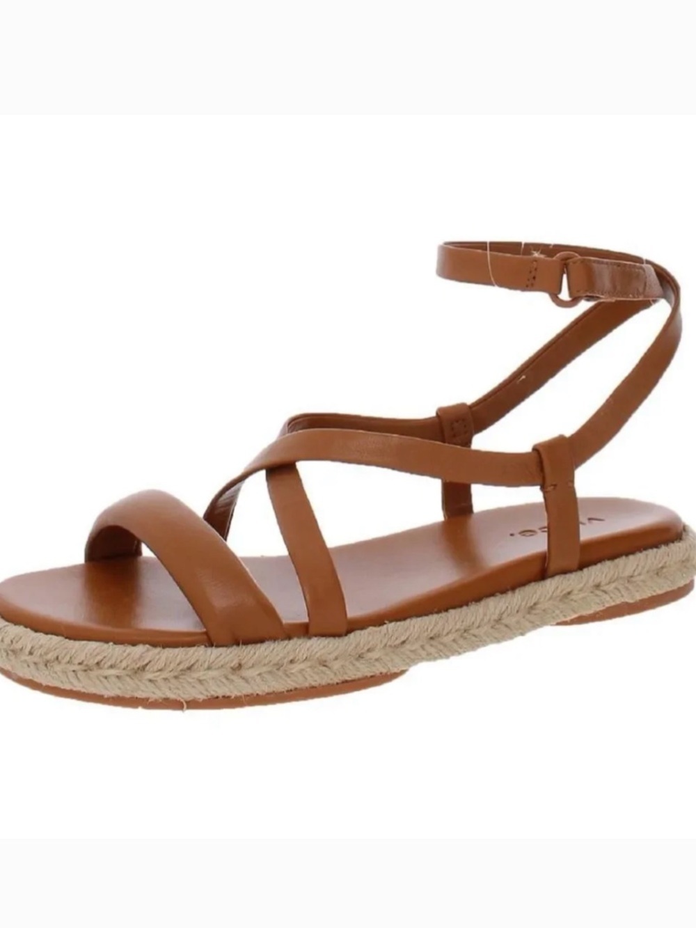 Vince Womens Smith Brown Leather Slingback Flip Flops Espadrilles Shoes